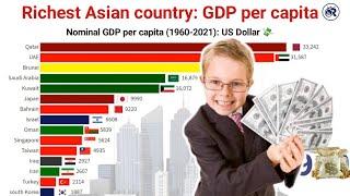 Top 10 richest Asian country 2021। GDP per capita 1960-2021। Comparison