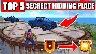 NEW TOP 5 SECRECT HIDDING PLACE IN FREE FIRE // RANK PUSHING SECRECT HIDDEN PLACE 