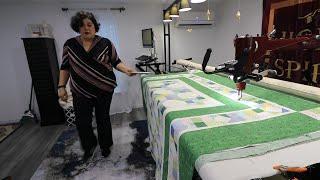 How to place quilt top to the center of back fabric// Longarm Quilting Work DaY