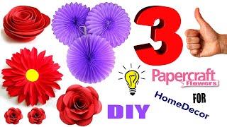 3 Great Room Decor Idea with Paper Flowers | 3 DIY Projects for Home Decor | Easy Paper Craft