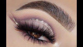 SOFT MAUVE / GLITTER CUT CREASE EYE MAKEUP TUTORIAL