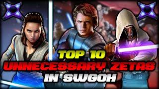 Top 10 Unnecessary Zetas in SWGoH