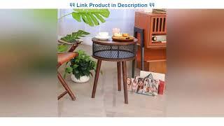 Top 10 BATHWA Industrial Round End Table, Side Table with Metal Storage Basket, Vintage Accent Tabl