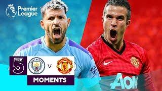 Manchester City v Manchester United | Top 5 Premier League Moments | Aguero, Van Persie, Tevez