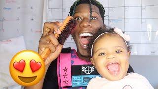 DADDY DOES 1YR OLD DAUGHTER'S HAIR FOR THE FIRST TIME **FUNNY**