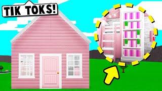 I MADE A TINY HOUSE USING BUILDING *HACKS* FROM TIK TOK... a secret room! (Roblox Bloxburg)