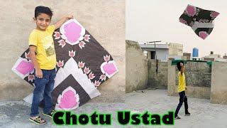 5 Year Old Chotu Ustad Flying 2.5 tawa Kite big kite - Part 3 l GolgappaY kites