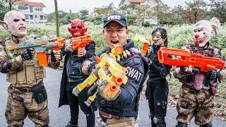 LTT Films : Police Silver Flash Nerf Guns Fight Criminal Group Tiger Mask Rescue Lover