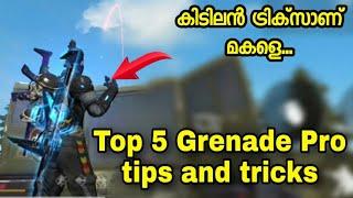 Top 5 Grenede Pro tips and tricks Free Fire | Free Fire tips and tricks Malayalam | Garena Free Fire