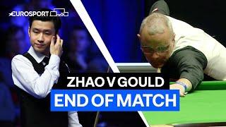 Gould knocks top seed and Uk Championship winner Zhao Xintong | End of Match | Eurosport Snooker