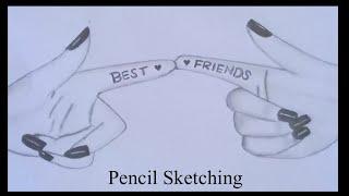 Best Friend Hand Sketch || Pencil Sketching Drawing