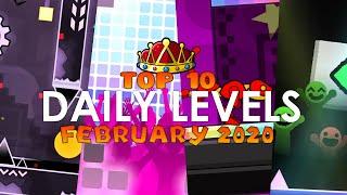 Top 10 Daily Levels #2 - February 2020 [Geometry Dash]