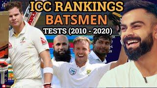 ICC Test Rankings - Batsmen (2010-2020) | ICC Rankings 2020 | ABD | Amla | Kohli | Sanga | Smith