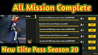 Free Fire New Elite pass mission complete Season 20 and Best tricks