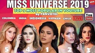 MISS UNIVERSE 2019 TOP 5 MOST POPULAR IN YOUTUBE COMMUNITY ONLINE VOTES/ MISS  UNIVERSE 2019 UPDATES