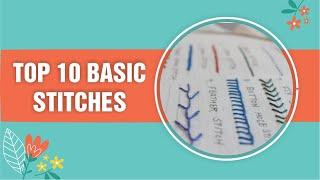 Top 10 Embroidery Stitches for Biggners | Darsh School