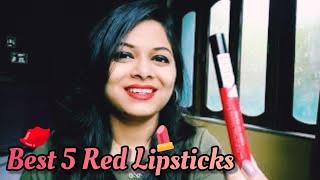 Top 5 RED Lipsticks For INDIAN SKIN TONES | Starting from ₹200 | Hand & Lip Swatches