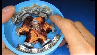 How to make a powerful DC motor from screws  ,  Top strong DIY motor