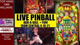 LIVE PINBALL - 1966 TOP HAND   *ADD-A-BALL FUN*