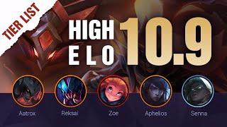 HIGH ELO LoL Tier List Patch 10.9 by Mobalytics - League of Legends Season 10