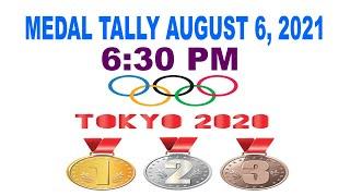 Tokyo Olympic 2020 Medal Tally as of August 6, 2021 6 30pm