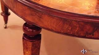 Stunning Burr Walnut Oval Marquetry Bespoke Dining Table