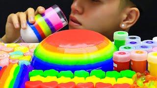 Top 10 Food for ASMR *RAINBOW PARTY* Rainbow Jelly, Gummy Cookies Mukbang Unusual Cooking