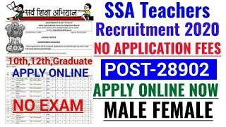 Sarva Shiksha Abhiyan (SSA) Teachers Recruitment 2020 apply Online|KVS Recruitment 2020|SSA Bharti