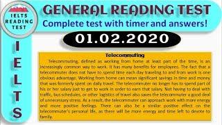 GENERAL ✍️ IELTS READING TEST - 1.02.2020 - 4K RESOLUTION 