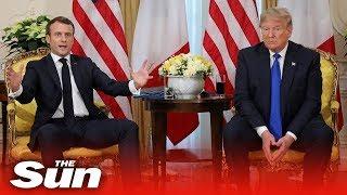 Donald Trump and Emmanuel Macron meet on the sidelines of the NATO Summit | LIVE