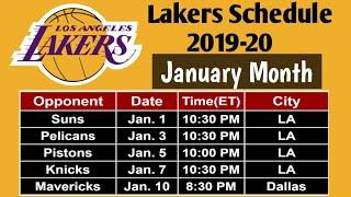 Lakers Schedule of January Month, 2020