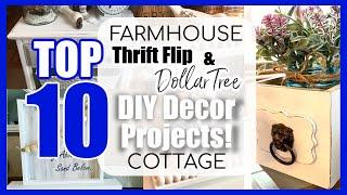 10 FARMHOUSE & COTTAGE THRIFT Trash to Treasure & DOLLAR TREE DIY Decor Projects! Neutral Decor