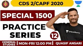 Special 1500 Practice Series | General Studies | CDS 2/CAPF 2020 | Quasif Ansari | Day 12