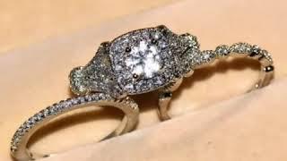 Top 10 Vintage Large Gemstone Ring Set Silver Women's Engagement Bridal Jewelry