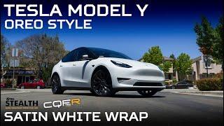 Model Y - Wrap Satin White XPEL Stealth with Oreo Style Tuxedo Delete