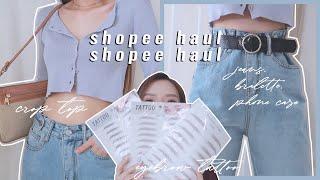 SHOPEE HAUL: crop top, eyebrow tattoo, phone case, jeans, bralette ✨ | INDONESIA