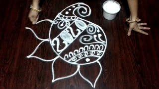 Festivals special muggulu// new year rangoli// easy and latest rangoli// bhanu creativity//