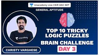 Top 10 Tricky Logic Puzzles | Brain Challenge | Day 3| General Aptitude| Christy Varghese| Unacademy