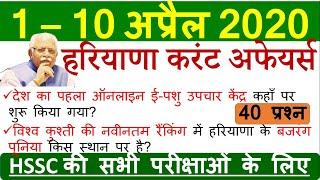 Haryana Current Affairs 1–10 April 2020 | study zone HR gk | Best Haryana current affairs April 2020