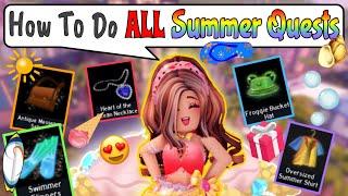 HOW TO COMPLETE ALL ROYALE HIGH SUMMER QUESTS❗️Tips & Tricks For EACH QUEST (Timestamps In Desc.)