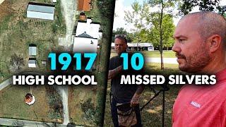 Metal Detecting 1917 High School - Equinox 800 Finds 10 Silvers That Others Previously Missed!