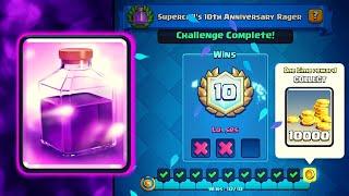 BEST DECK FOR SUPERCELL'S 10TH ANNIVERSARY RAGER CHALLENGE 10 WINS LIVE GAMEPLAY! - Clash Royale