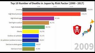 Top 10 number of deaths in Japan by Risk Factor