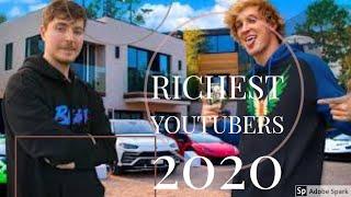 10 Richest YouTubers of 2020 (Logan Paul, David Dobrik, PewDiePie, MrBeast)  most amazing top 10