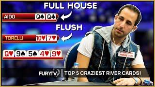 TOP 5 POKER CRAZIEST RIVER CARDS EVER!