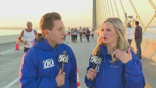 Skyway 10K: Views from the top of the bridge, race winner crosses finish line