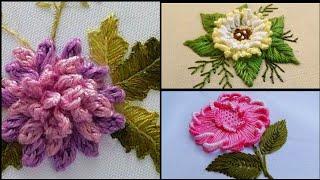 TOP 10 CREATIVE & TRENDY SIMPLE AND BRAZILIAN FLOWER HAND EMBROIDERY STITCHES DESIGN IDEAS