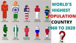 TOP 10 HIGHEST POPULATION COUNTRY 1960 TO 2020 WITH MOUMILOUD RESEARCH MEDIA |  COUNTRY WISE PEOPLE