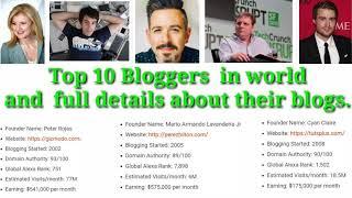 Top 10 bloggers in world and about their blogs in telugu | sh hacks