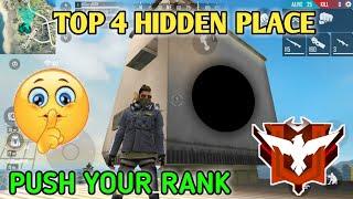 TOP 4 HIDDEN PLACE IN FREE FIRE || PUSH YOUR RANK TO HEROIC || BEST HIDDEN PLACE IN FREE FIRE.